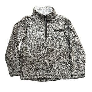 Toddler Girls Cuddly Sherpa Fleece Pullover Quarter-Zip Brown‎ White Size 4